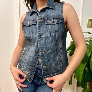 Smart Set Cowgirl Western Blue Denim Vest Size Small